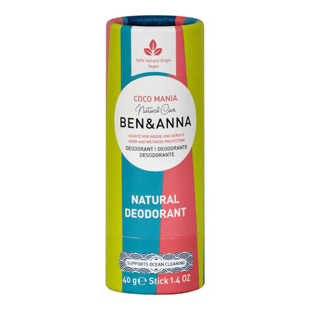 Ben &amp; Anna Natuurlijke deodorant, natuurlijke deodorantstick, Coco Mania, 40 g