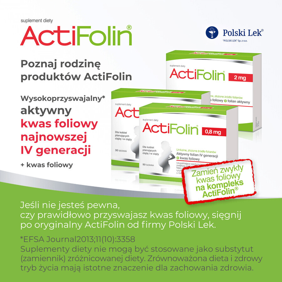 ActiFolin 0,8 mg, foliumzuur 800 µg, 90 tabletten