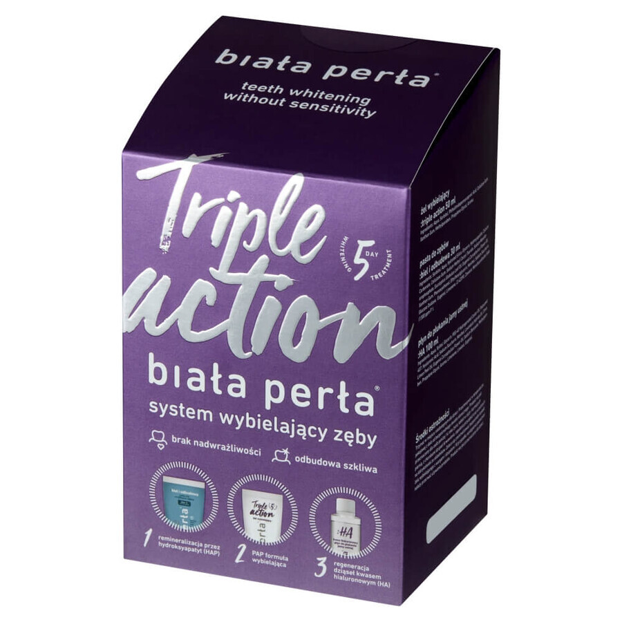 White Pearl Triple Action, kit pentru albirea dinților la domiciliu cu sistem overlay, tratament de 5 zile.