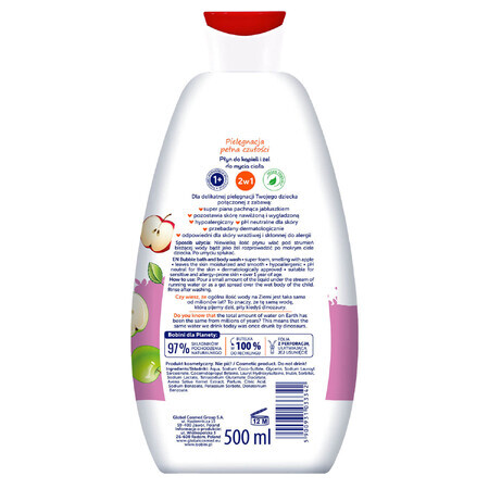 Bobini Fun, badvloeistof en body wash gel, appel, 500 ml