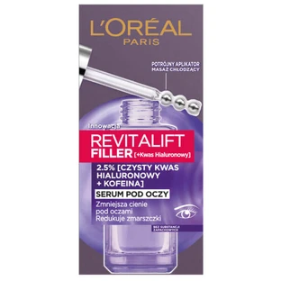 L’Oreal Revitalift Filler, serum pod oczy, 2,5% (czysty kwas hialuronowy + kofeina), 20 ml