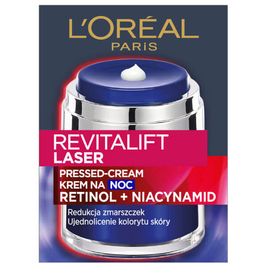 L&#39;Oréal Revitalift Laser Pressed Cream, crème de nuit, rétinol et niacinamide, 50 ml