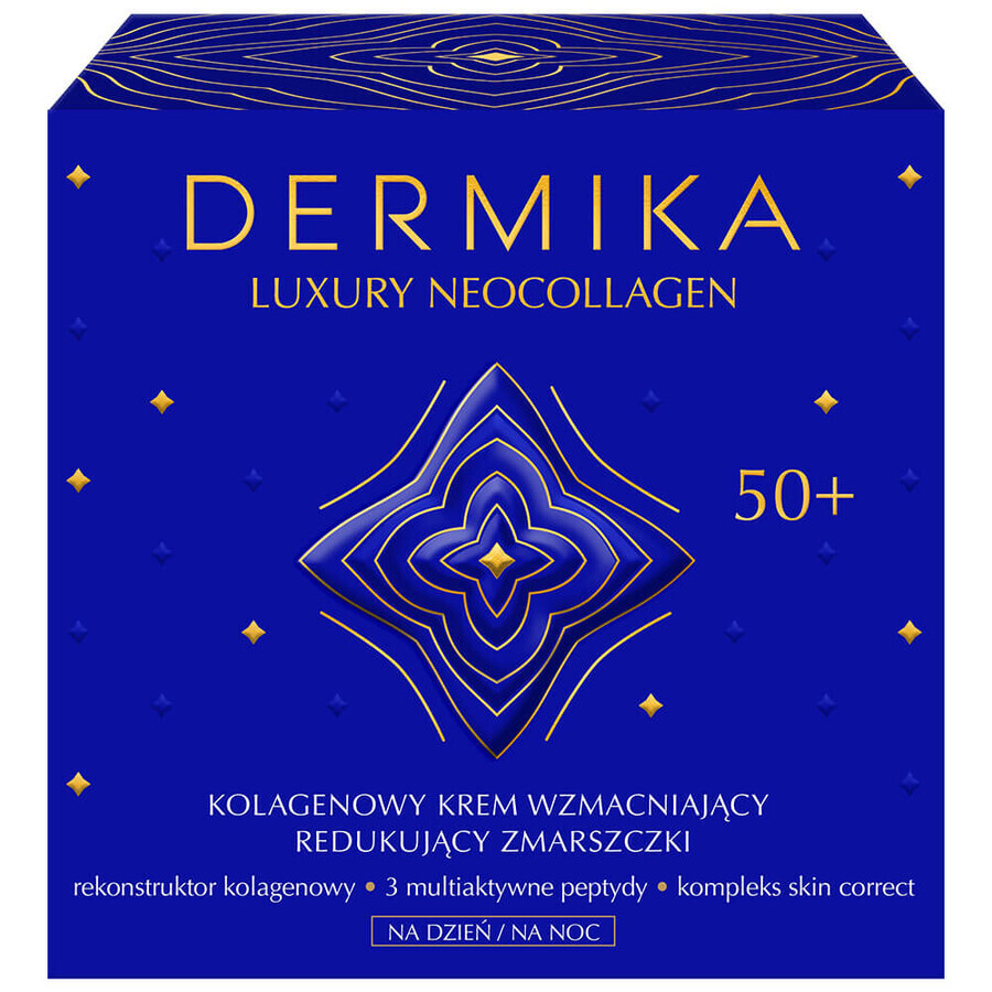 Dermika Luxury Neocollagen 50+, collageenversterkende crème voor rimpelvermindering voor dag en nacht, 50 ml