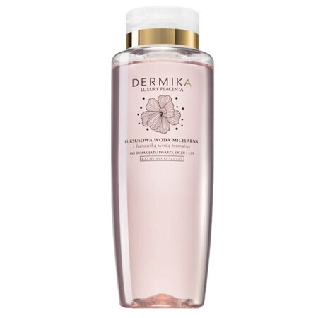 Dermika Luxury Placenta, lujosa agua micelar desmaquillante para rostro, ojos y labios, 400 ml