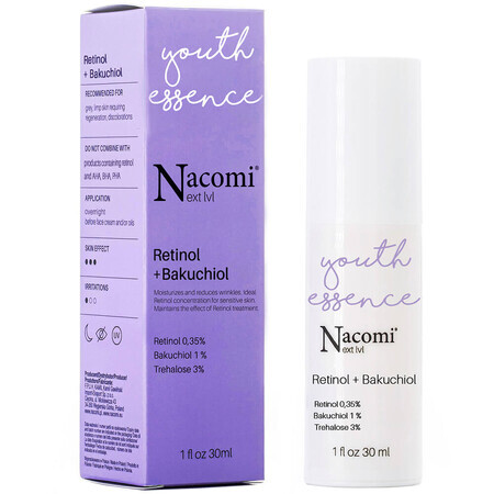 Nacomi Next Level, sérum au rétinol 0,35% + bakuchiol 1% + tréhalose 3%, 30 ml