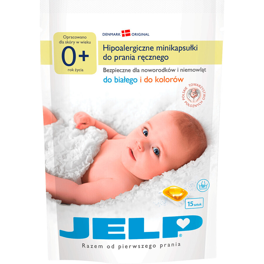 Jelp 0+, mini capsules hypoallergéniques pour le lavage des mains, 15 pièces