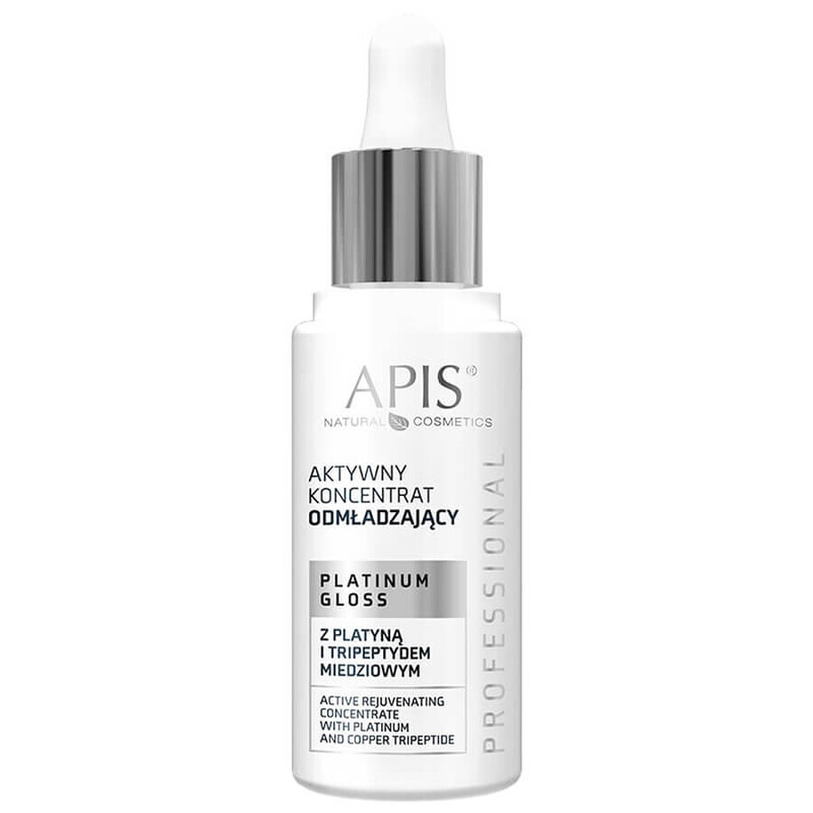 Apis Platinum Gloss Professional, concentré actif rajeunissant au tripeptide de platine et de cuivre, peau mature, 30 ml