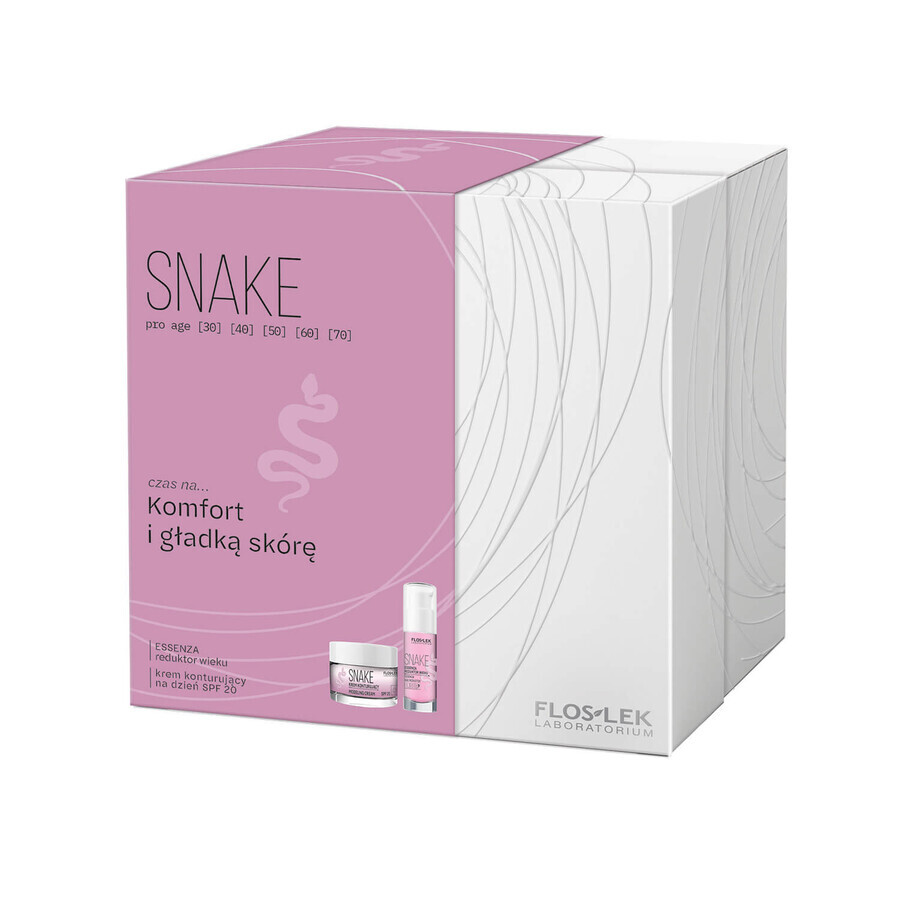 Flos-Lek Snake Pro Age set, dagcontourcrème, SPF 20, 50 ml + Essenza, age reducer, 30 ml