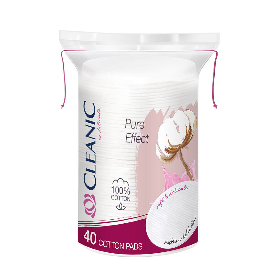 Cleanic Pure Effect, tampons cosmétiques, ovales, 40 pièces