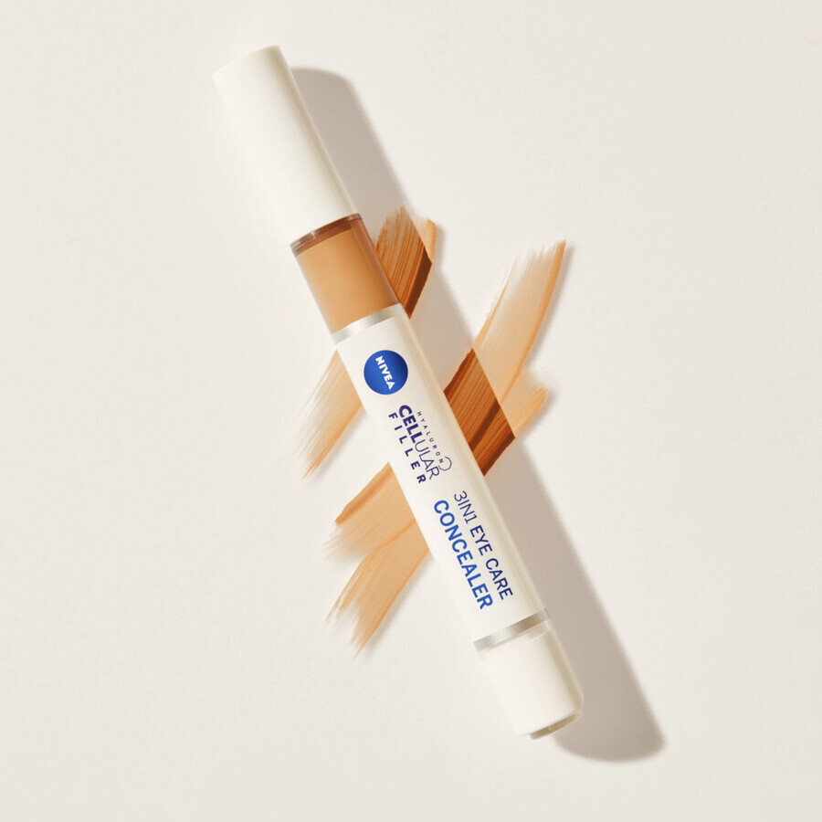 Nivea Hyaluron Cellular Filler, crème correctrice de cernes sous les yeux 3en1, 03 foncé, 4 ml