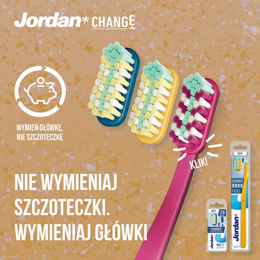 Jordan Change, têtes de brosse de rechange, souples, 2 pièces