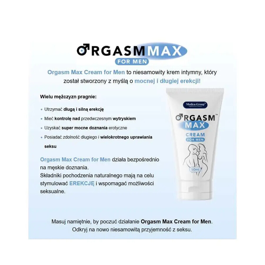 Medica-Group Orgasm Max Cream for Men, intieme crème voor een sterke en lange erectie, 50 ml