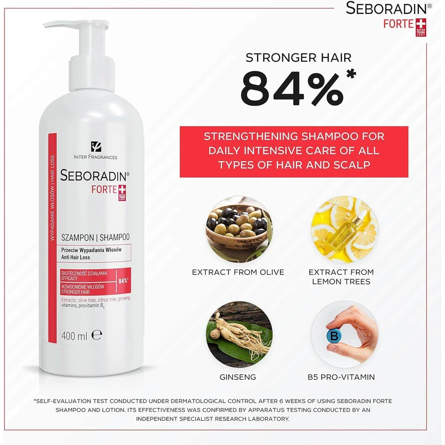 Seboradin Forte, champú contra la caída del cabello, 400 ml