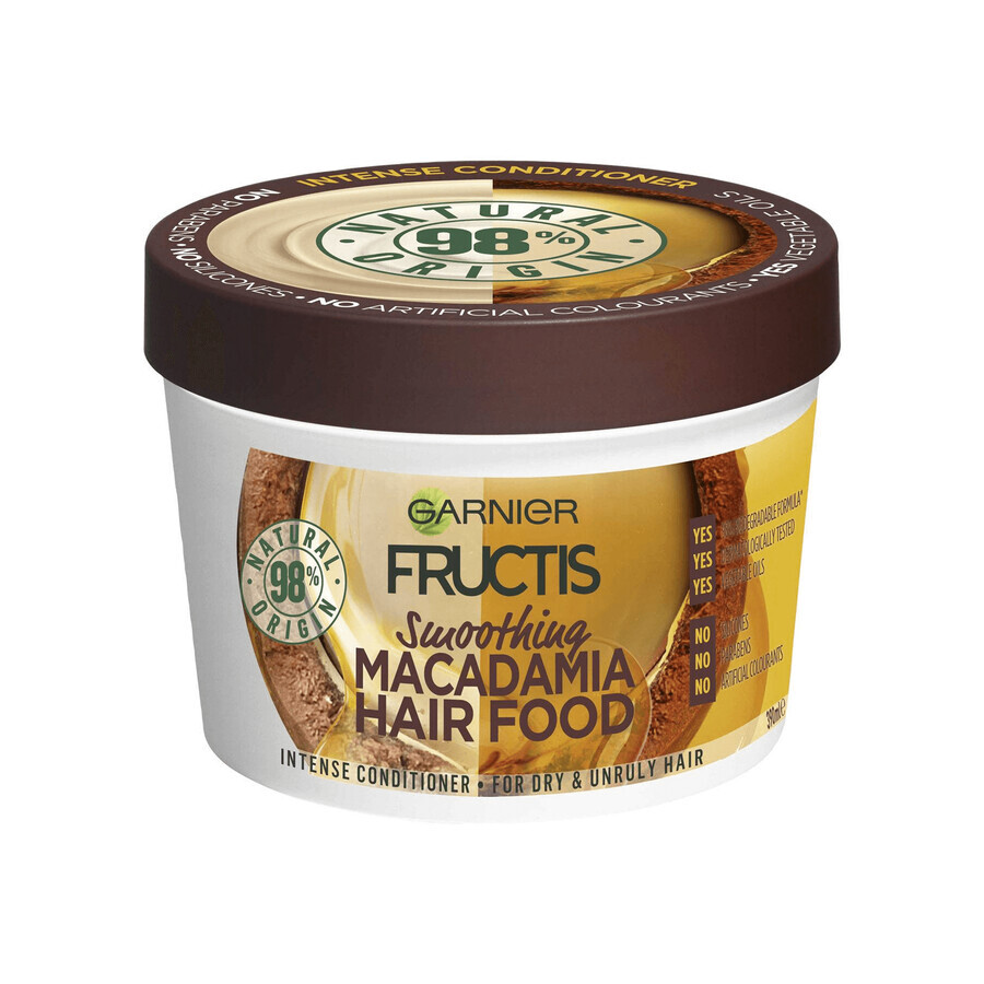 Garnier Fructis Hair Food Macadamia, gladmakend masker voor droog en weerbarstig haar, 400 ml