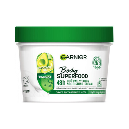 Garnier Body Superfood, crema corporal nutritiva con aguacate y ácido omega 6, 380 ml