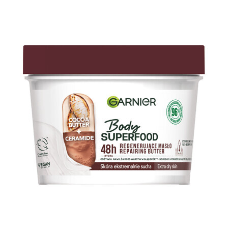 Garnier Body Superfood, Unt de corp regenerant cu unt de cacao și ceramide, 380 ml