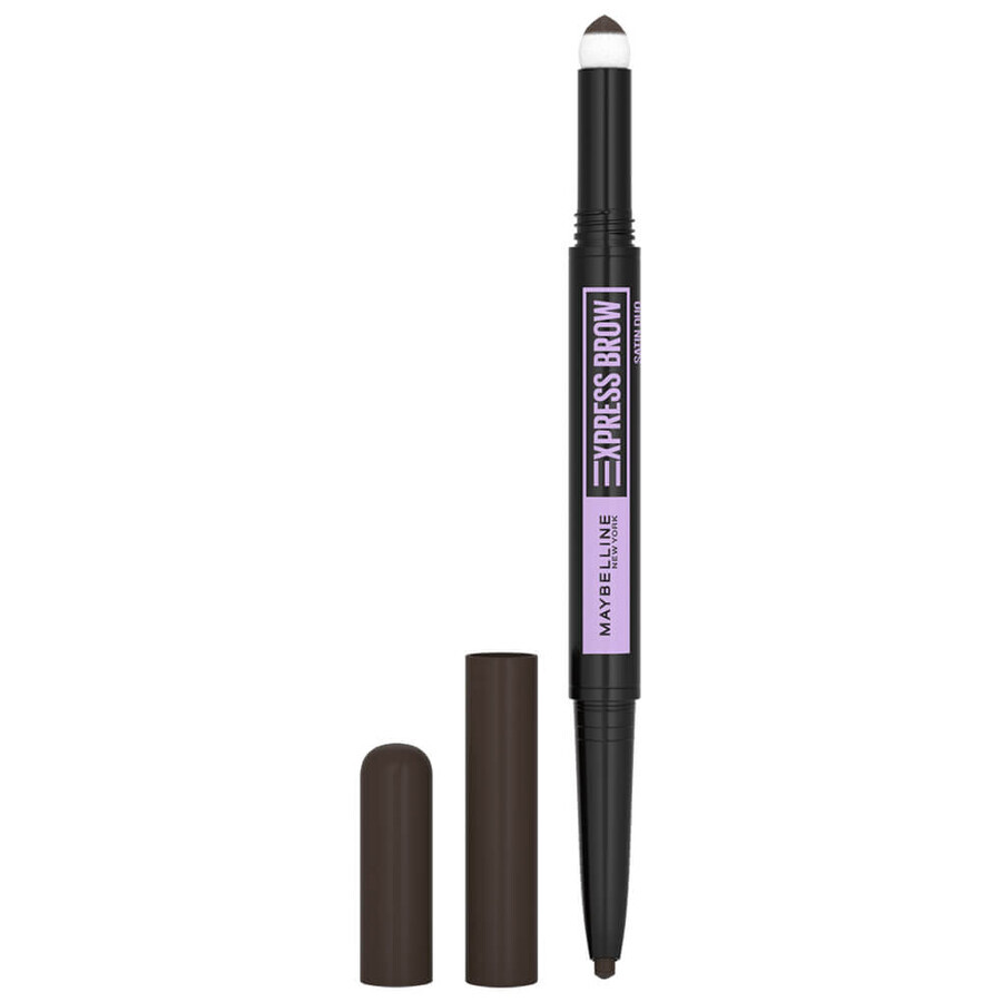 Maybelline Express Brow Satin Duo, dubbelzijdig wenkbrauwpotlood, 05 Zwartbruin, 1 stuk