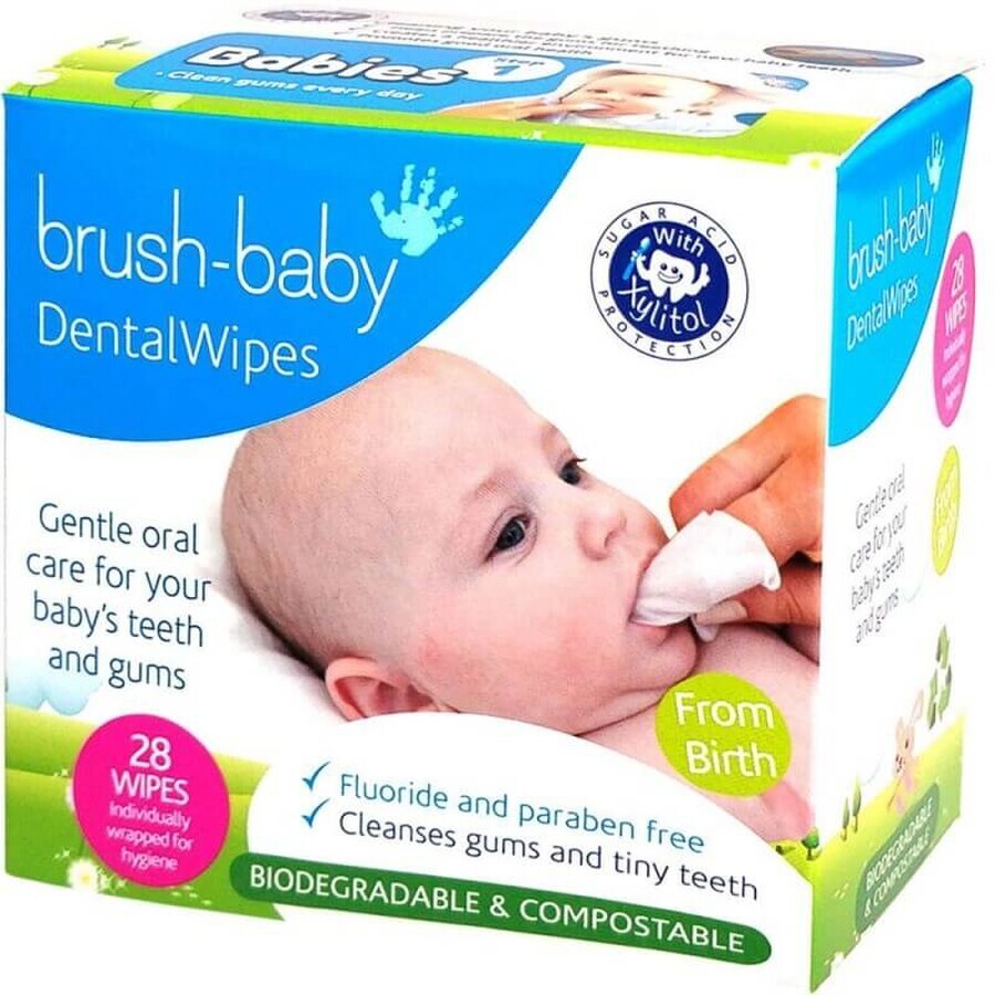 Brush-Baby dental wipes, gum cleaning wipes, 0-16 months, 28 pcs.