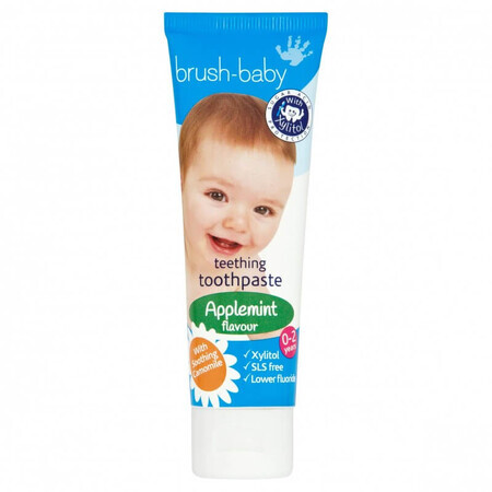 Brush-Baby, pastă de dinți pentru copii 0-2 ani, măr-mentă, cu fluor, 50 ml