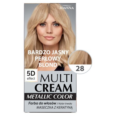 Joanna Multi Cream Metallic Color, haarverf, 28 zeer licht parelblond, 1 stuk