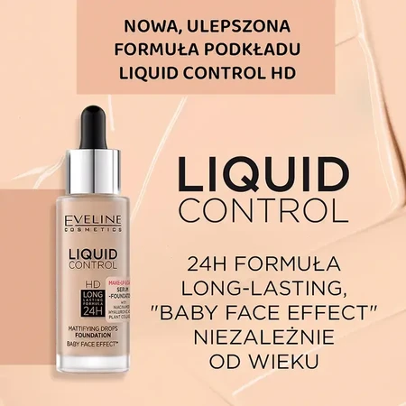 Eveline Cosmetics Liquid Control HD, fond de teint matifiant, n° 35, Beige Naturel, 32 ml