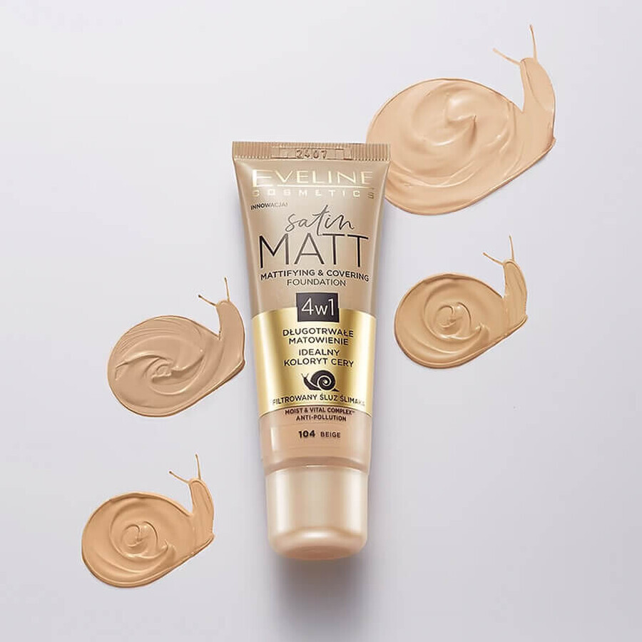 Eveline Cosmetics Fondotinta Satin Matt 104 Beige, 30ml