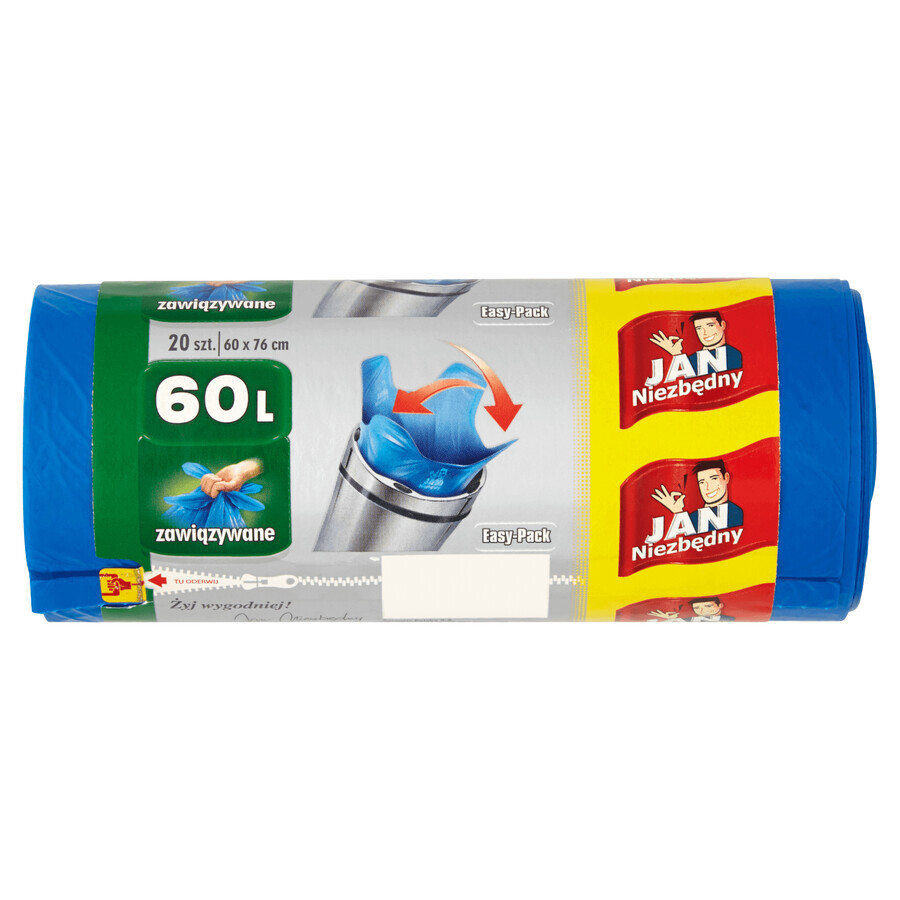 Jan Niezbędny, vuilniszakken, Easy-Pack, blauw, 60 l, 20 stuks