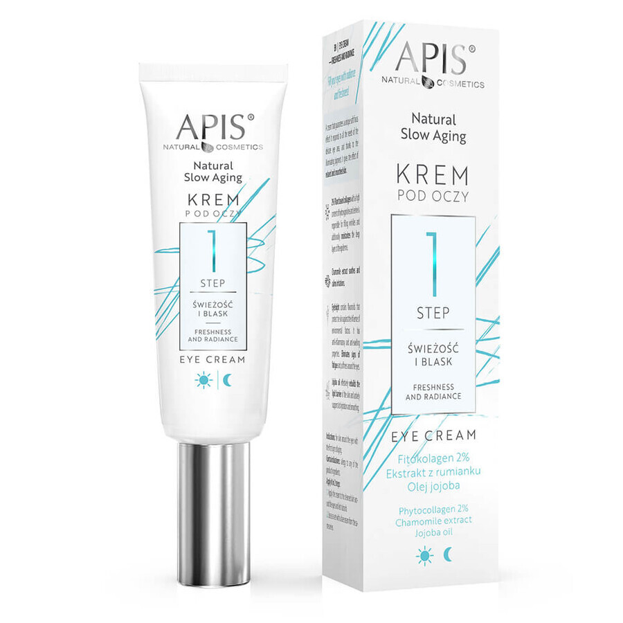 Apis Natural Slow Aging Step 1, crème contour des yeux, fraîcheur et éclat, 15 ml