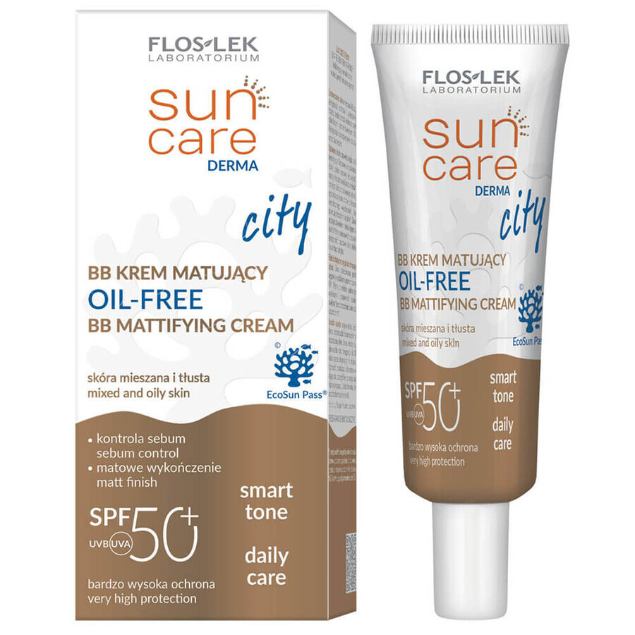 Flos-Lek Sun Care Derma City, BB matterende crème, SPF 50+, 30 ml