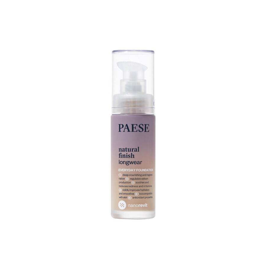 Paese Nanorevit, base de maquillaje de larga duración y acabado natural, 02 Porcelana, 30 ml