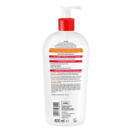 AA Help S.O.S, lozione da bagno lenitiva e protettiva 2in1, pelle estremamente secca, 400 ml