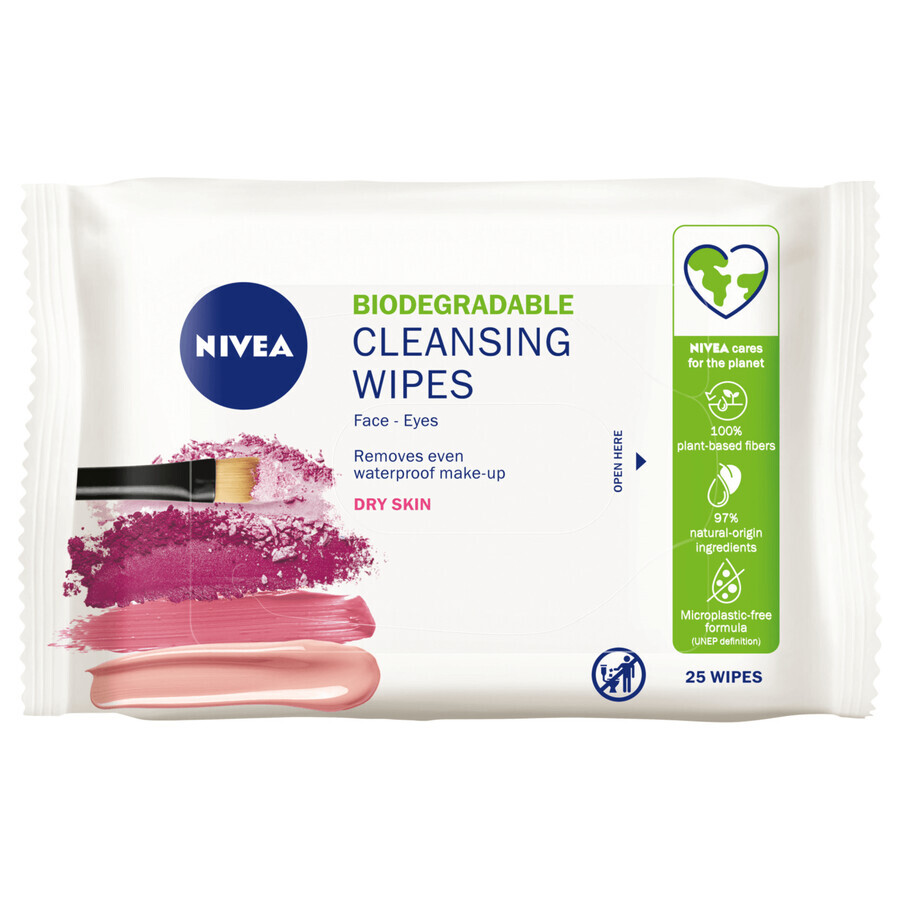 Nivea Cleansing Wipes, 3-in-1 verzachtende make-up verwijderdoekjes, droge en gevoelige huid, 25 stuks