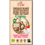 Biologische witte chocolade met yoghurt en aardbeien, 100g, Pronat