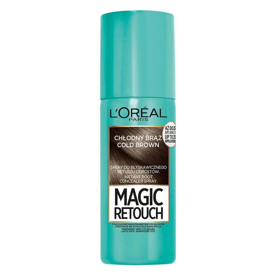 L Oreal Paris Magic Retouch Haaransatz-Kaschierspray in Kühlem Braun, 75 ml.