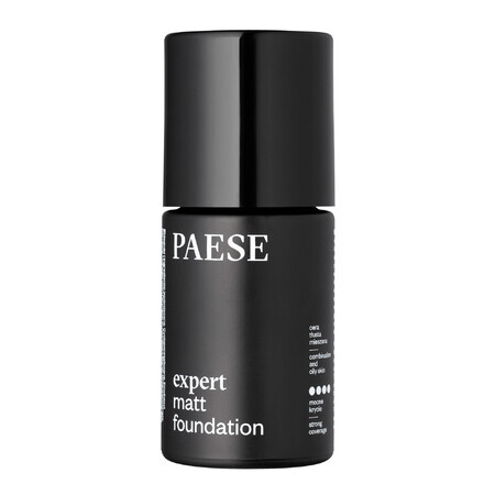 Paese Expert Matt Foundation, Fond de ten specializat pentru opacifierea tenului, 502W Natural Beige, 30 ml