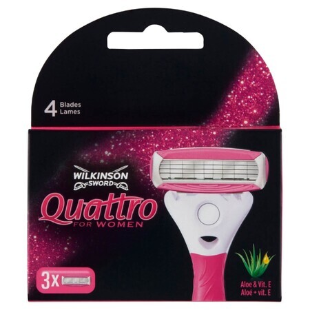 Wilkinson Sword Quattro For Women, shaving cartridges, 3 pieces