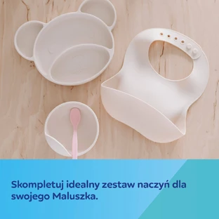 Canpol Babies, silicone bib with pocket, beige, from 6 months, 1 piece