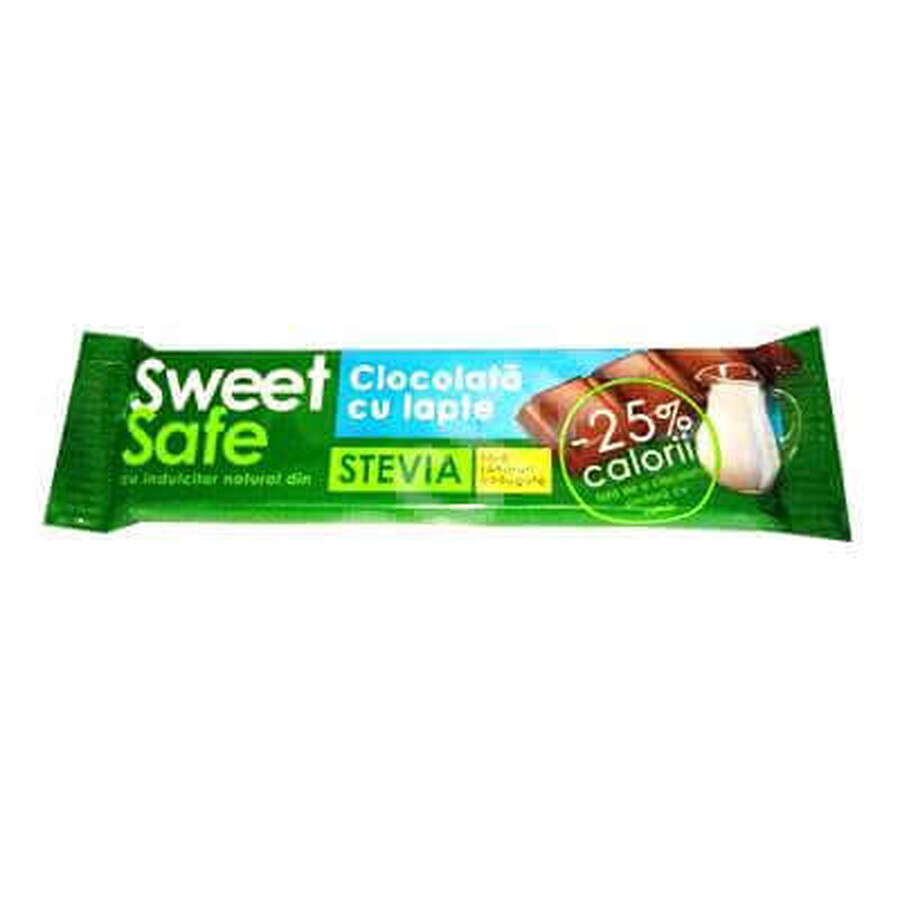 Melkchocolade met natuurlijke stevia zoetstof Sweet&amp;Safe, 25 g, Sly Nutrition