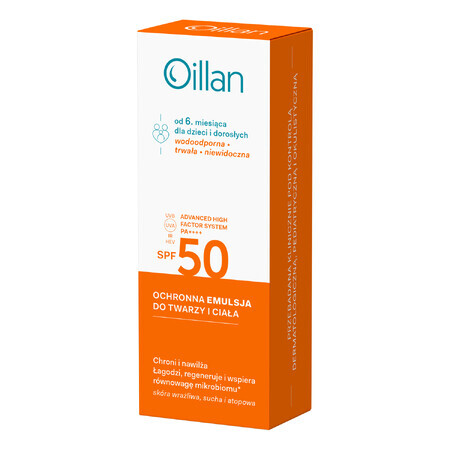 Oillan Sun, émulsion protectrice visage et corps, SPF 50, 100 ml