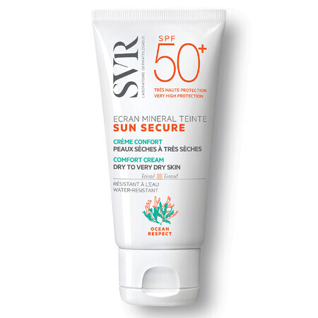 SVR Sun Secure Ecran, crème visage minérale teintante SPF 50+, peaux sèches et très sèches, 60 g