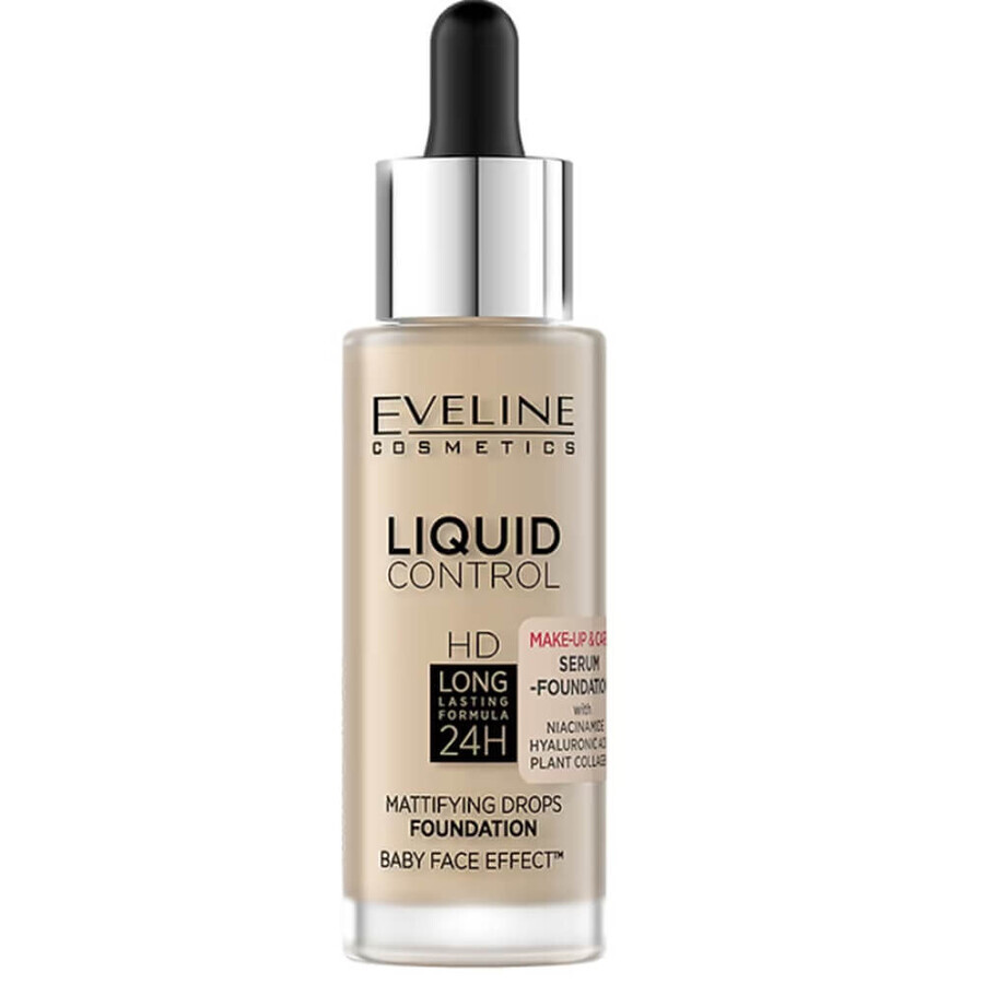 Eveline Cosmetics Liquid Control HD, matterende foundation, nr. 015, Light Vanille, 32 ml