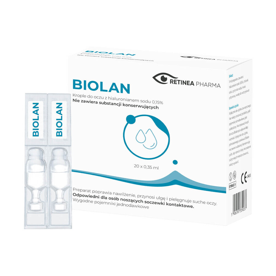 Biolan, collirio, 0,35 ml x 20 minimi