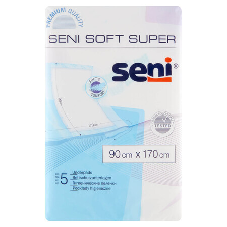 Seni Soft Super, hygiënische pads, 90 cm x 170 cm, 5 stuks