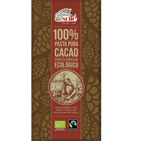 Biologische donkere chocolade 100% cacao, 100g, Pronat
