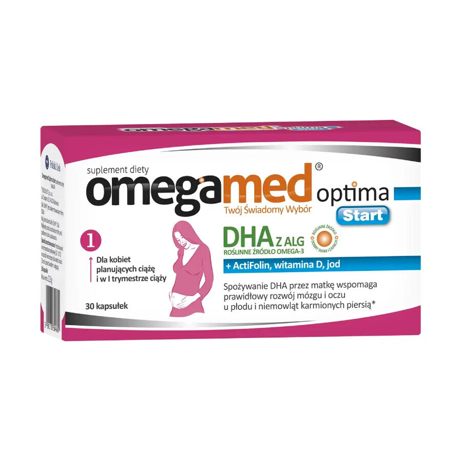 Omegamed Optima Start DHA met algen voor vrouwen die zwanger willen worden en in de eerste maanden van de zwangerschap, 30 capsules