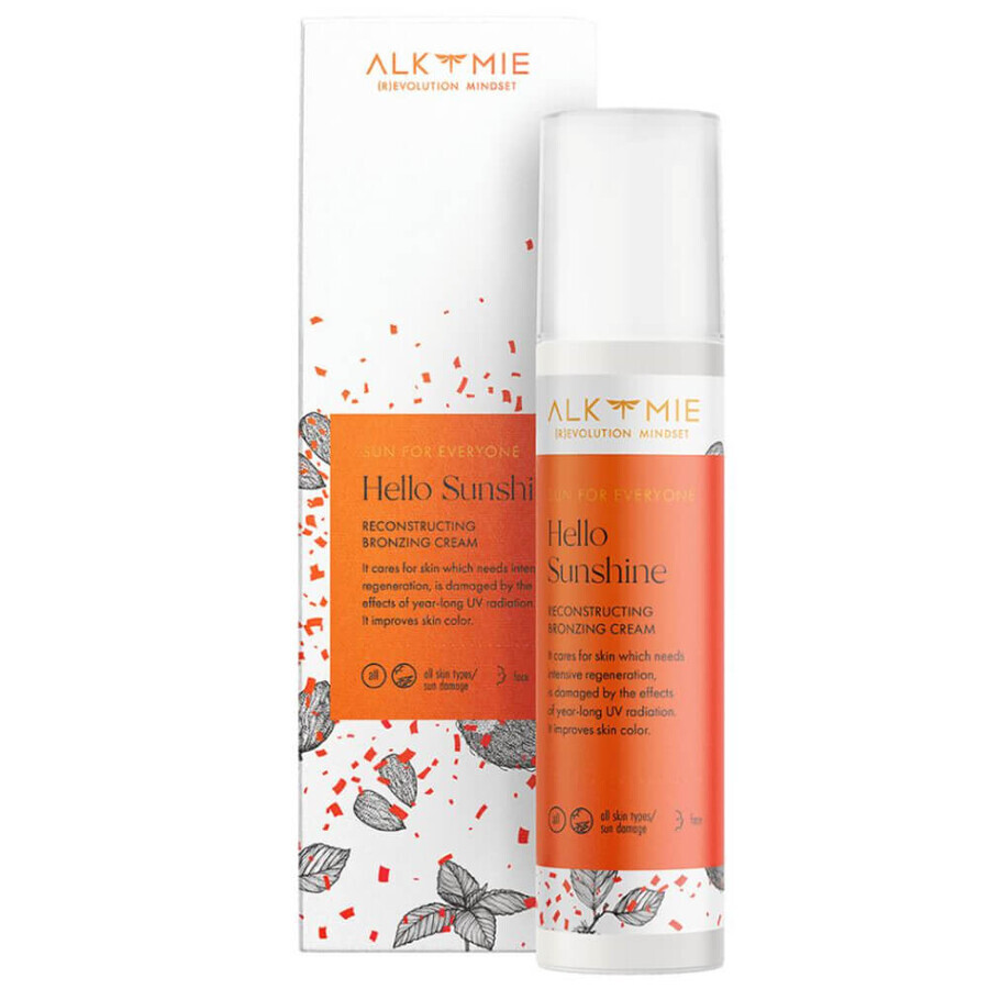 Alkmie Hello Sunshine, crème bronzante reconstructrice, 50 ml