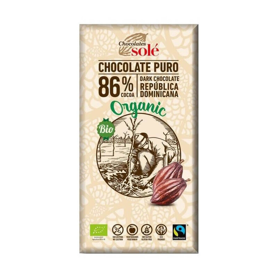 Chocolat noir bio 86% de cacao, 100g, Pronat