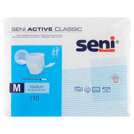 Mutandine assorbenti Seni Active Classic 10 pezzi M - Lunga durata!