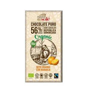 Organic dark chocolate with oranges 56% cocoa, 100g, Pronat