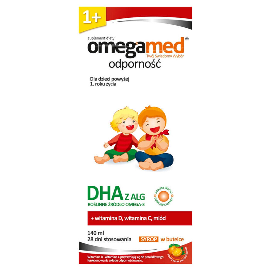 Omegamed Immunity DHA, siroop voor kinderen vanaf 1 jaar, sinaasappelsmaak, 140 ml